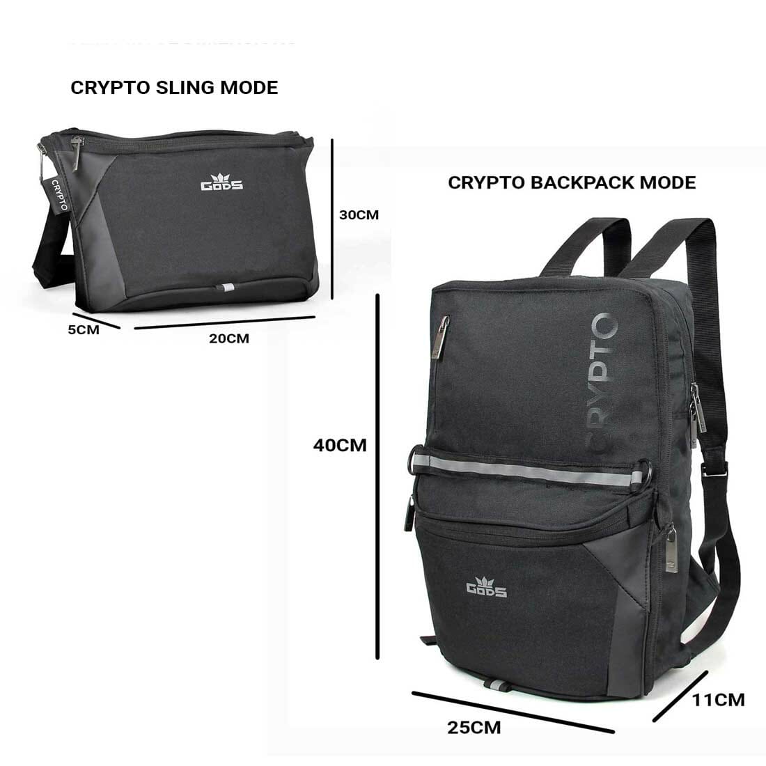 Gods Crypto Packable Backpack and Sling Bag