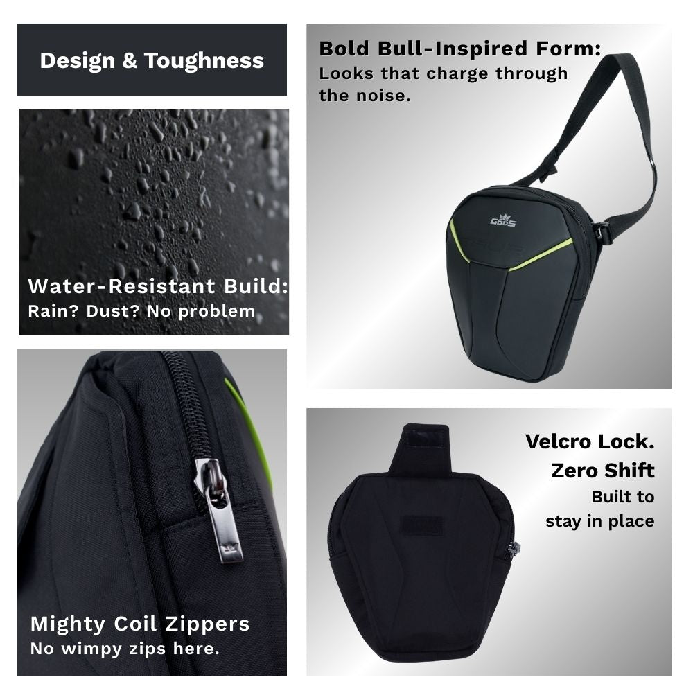 Gods - TAUR: The Ultimate 3 - in - 1 Riding Gear – Thigh Bag | Waist Bag | Sling Bag - Green - Accessories