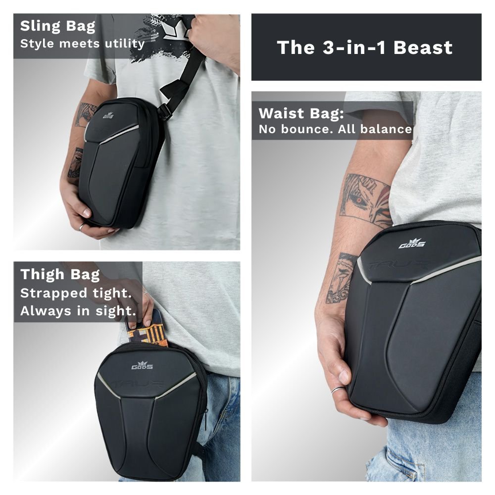 Gods - TAUR: The Ultimate 3 - in - 1 Riding Gear – Thigh Bag | Waist Bag | Sling Bag - Reflective - Accessories