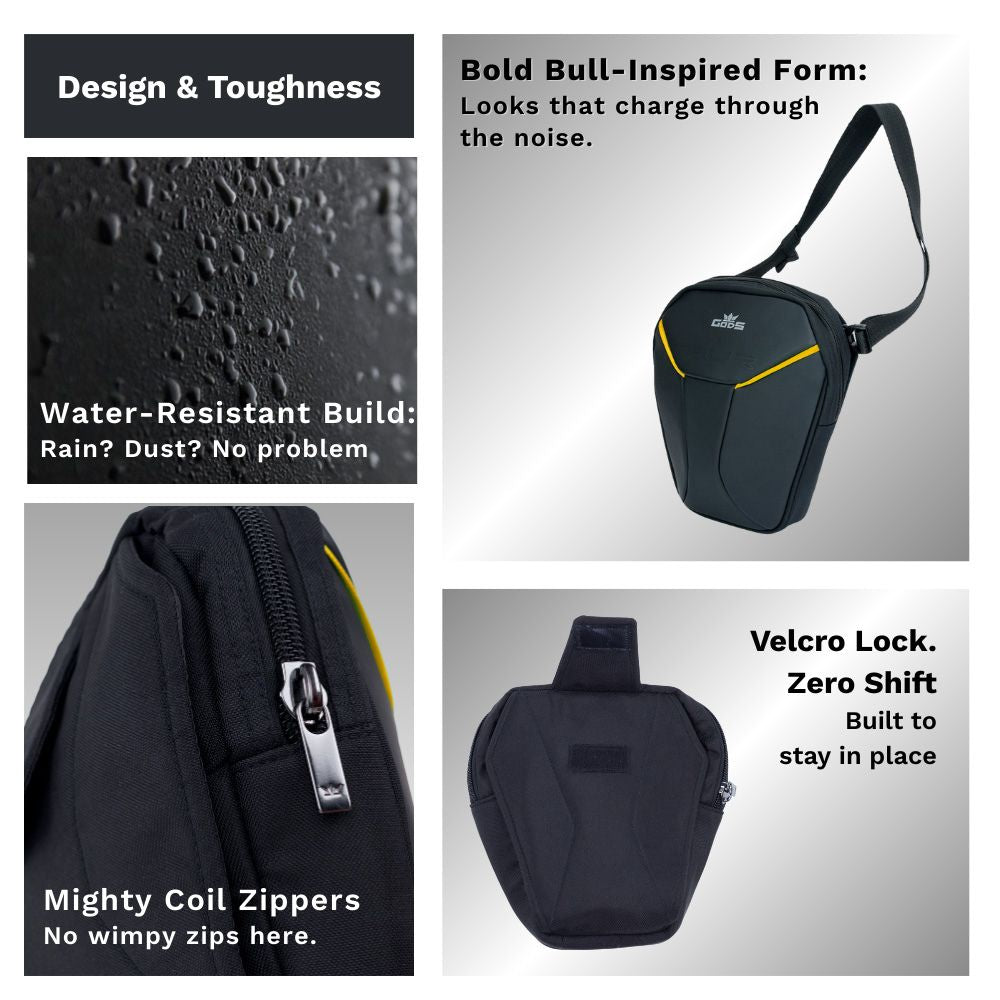 Gods - TAUR: The Ultimate 3 - in - 1 Riding Gear – Thigh Bag | Waist Bag | Sling Bag - Yellow - Accessories