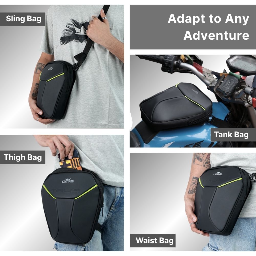 Gods - TAUR: The Ultimate 4 - in - 1 Riding Gear – Thigh Bag | Waist Bag | Sling Bag | Tank Pouch - Green - Accessories