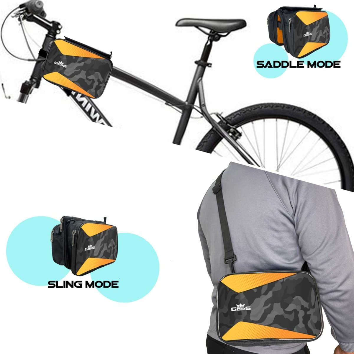 Gods - Vader 3 - in - 1 - Bicycle Saddle bag, Sling bag and Navigator (Camouflage) -