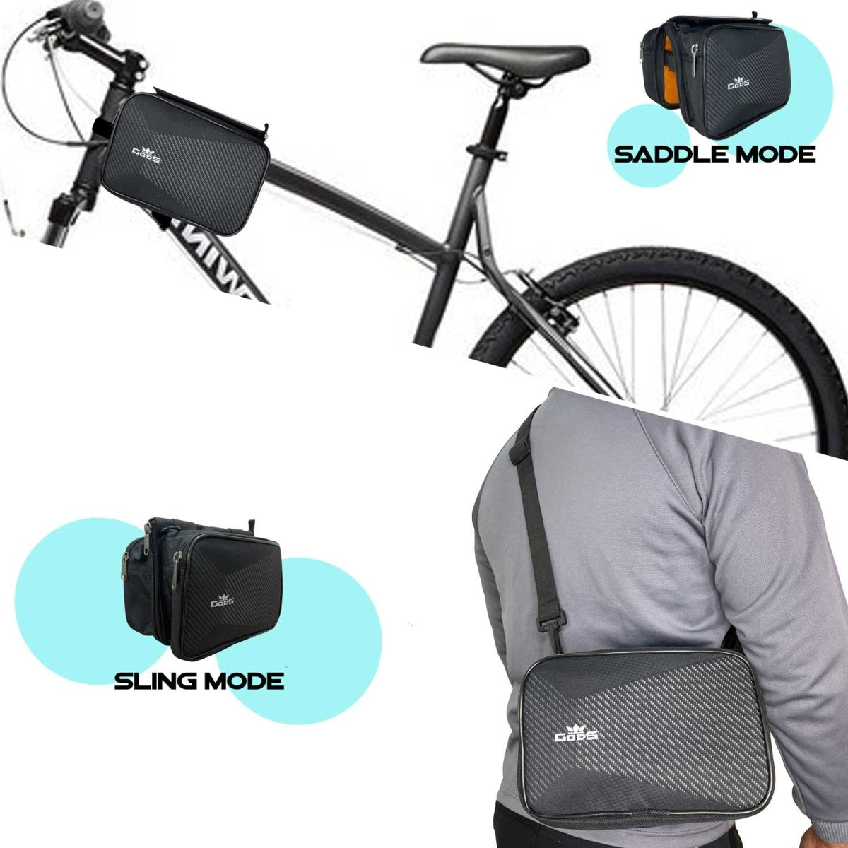 Gods - Vader 3 - in - 1 - Bicycle Saddle bag, Sling bag and Navigator (Carbon Fibre) -