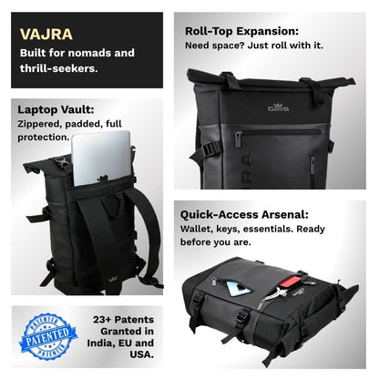 VAJRA - 25 ltrs- All terrain roll-top rucksack and laptop backpack
