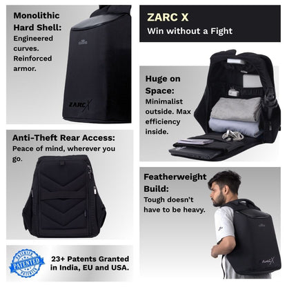 Zarc X: 22L Anti-Theft Laptop Backpack for 15.6” Laptops | Secure & Sleek Design