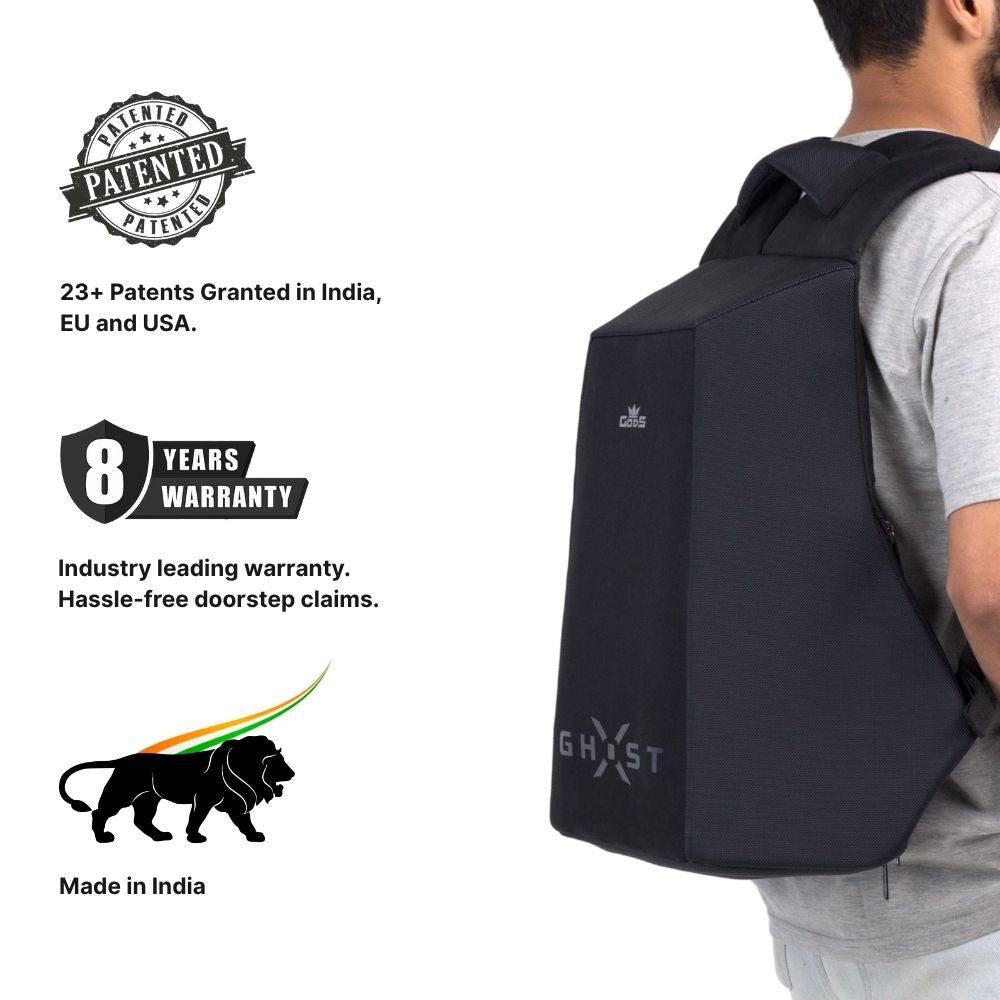 Ghost X Daring Texture Anti Theft Office Laptop Backpack for Men – Hard Shell, 25L Professional Work Bag