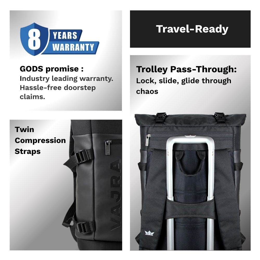 VAJRA - 25 ltrs- All terrain roll-top rucksack and laptop backpack
