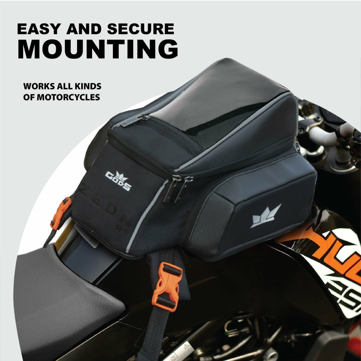 Gods - Gods Zeon R1 (Fibre Tank) - Motorcycle Tank Bag with Capsule Rain Cover - 
